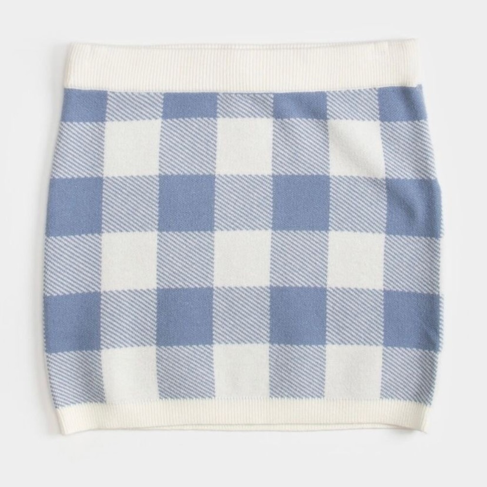 New in package Full Tilt Gingham Knit Girls Skirt Blue Combo XL
